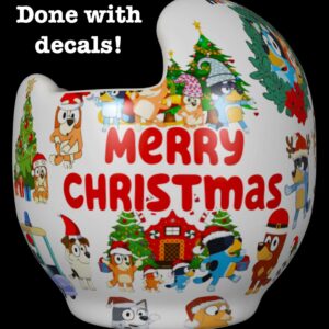 Bluey Christmas cranial band decals