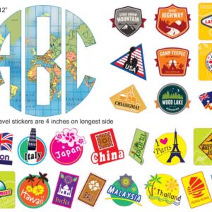 Around The World personalized camp trunk decals