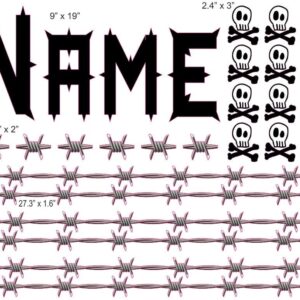 Barb Wire personalized camp trunk decals